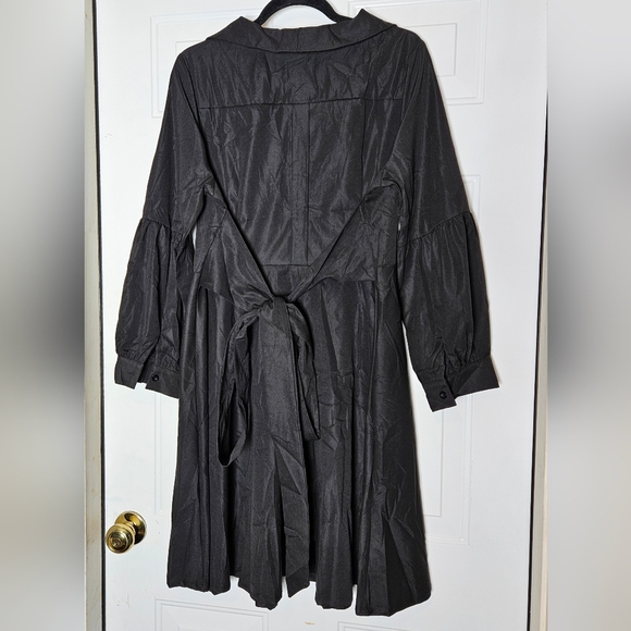 Flared Tie Back Black Dress - Picture 2 of 4